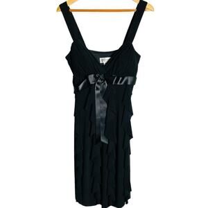 Vtg Betsy & Adam Womens Cocktail Dress Size 12 Black Padded Bra Coquette Ruffles